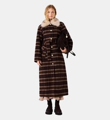 Manteau long et col fausse fourrure Maje