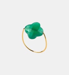 Bague, agate verte, or jaune Morganne Bello