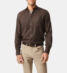 Chemise unie slim en coton et lyocell manches longes Barrhill Rodd & Gunn