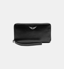 Portefeuille zippé en cuir -Noir-Taille unique Zadig&Voltaire