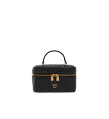 Petite trousse de toilette à bandoulière en cuir nappa à chevrons Pinko