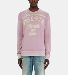 Pull en coton traité avec slogan Diesel