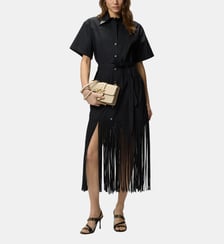 Robe chemise longue à franges et détails métalliques Pinko