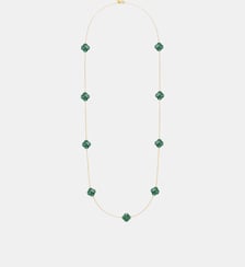 Sautoir, agate verte, or jaune Morganne Bello