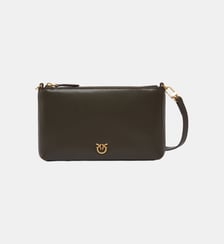 Pochette plate en cuir avec logo love birds Pinko
