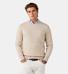 Pull En Laine D'agneau À Maille Torsadée À Col Rond Hackett London
