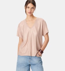 Tee-shirt col V en lin foil Ikks