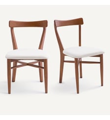 Lot de 2 chaises en chêne et tissu coton lin AM.PM