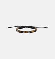 Bracelet souple Edgar en Acier 316L avec oeil de tigre marron Phebus