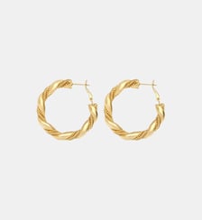 Boucles d'oreilles créoles tordasées   doré à l'or fin - Tess Satellite