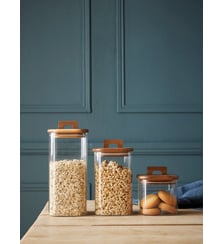 Pot en verre et bois d'acacia par lot de 3 Cyrillus