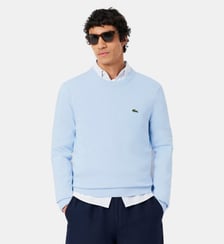 Pull coton uni col rond Lacoste