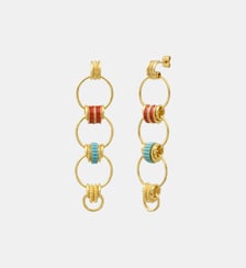 Boucles d'oreilles longues tiges percées   doré à l'or fin - Alicudi Satellite