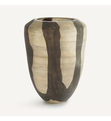 Vase en verre peint rayé mat, H26,5 cm AM.PM