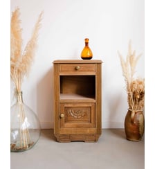 Table de chevet en marbre et bois Odile N°1399- Produit chiné Debongout