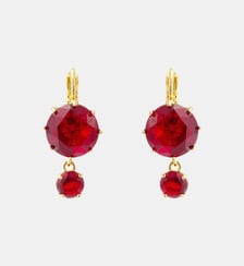 Boucles d'oreilles dormeuses deux pierres La Diamantine Rouge Grenat Les Néréides