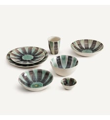 Lot de 4 bols en grès rayé, diamètre 19 cm AM.PM