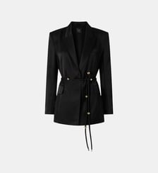 Blazer en satin brillant avec ceinture et boule Pinko