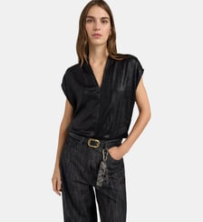 Top sans manches hildra en tissu fluide lamine Momonì