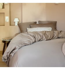 Housse de couette en satin de coton lavé, NUIT SATINÉE Blanc Cerise