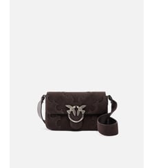Petit sac porté épaule mini love bag one slouchy en daim avec incrustations Pinko
