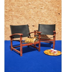 Paire de fauteuils designer en cuir Jakob N°1273- Produit chiné Debongout