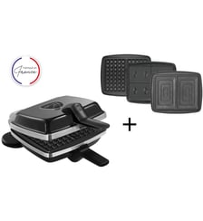 Croque, gaufrier, gaufrette super 2 antiadhésif noir gaufres +GT+CM Lagrange