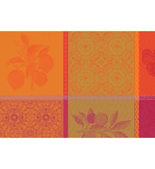 Set pur coton enduit motif jacquard multicolore Mille tutti frutti smoothie Garnier Thiebaut