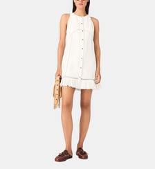 Robe en lin mélangé et broderie Maje