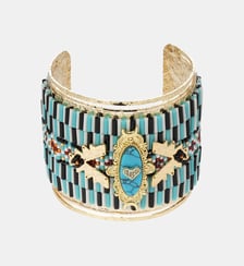 Bracelet jonc martelé avec perles tissées et cabochon central ZELLIGE Hipanema