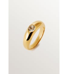Bague en argent 925 plaqué or jaune 18 carats avec topaze blanche Aristocrazy
