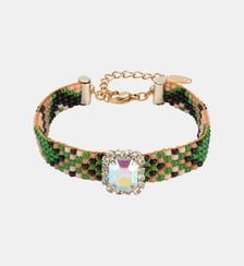 Bracelet réglable perles tissées cabochon central STRIPPY Hipanema