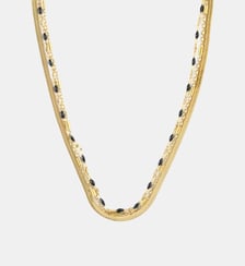 Collier chaîne 3 rangs acier inoxydable et époxy noir Balaboosté