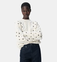 Pull tricot torsades et décor oeillets Ikks