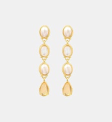 Boucles d'oreilles tiges percées longues Océane  doré à l'or fin - Oceane Satellite