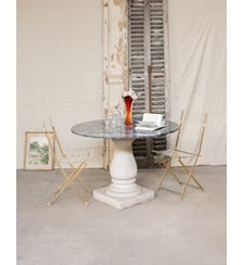 Table à manger en marbre bleu Karla N°1035- Produit chiné Debongout