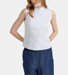 chemise col officier en coton bleu ciel Agnès b.