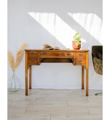 Bureau en bois et cuir Edouard N°647- Produit chiné Debongout