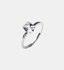 Bague solitaire en argent 925 avec quartz blanc Aristocrazy