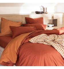 Housse de couette en percale de coton lavé, DOUCEUR LAVÉE Blanc Cerise