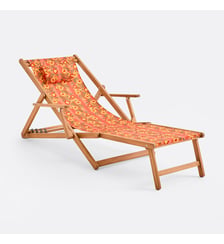 Chaise longue en acacia massif, tissu imprimé fleuri La Redoute Interieurs