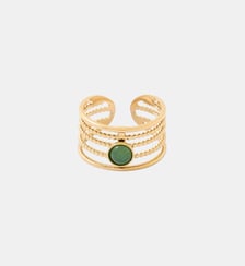 Bague pierre verte en acier inoxydable Balaboosté