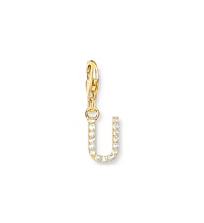 Thomas Sabo Pendentif Charm lettre U avec pierres blanches plaqué or doré or jaune 18 carats, Argent sterling 925 Thomas Sabo
