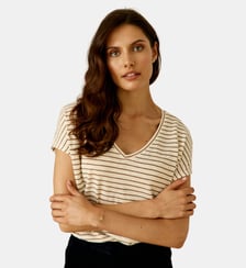 T-shirt manches courtes col v imprimé à rayures MARCELINA La Petite Etoile
