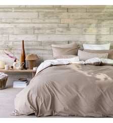 Housse de couette en percale de coton lavé, DOUCEUR LAVÉE Blanc Cerise