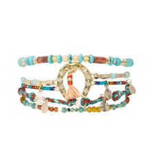 Bracelet manchette multiliens avec perles avec cabochon central fer à cheval GITANO Hipanema