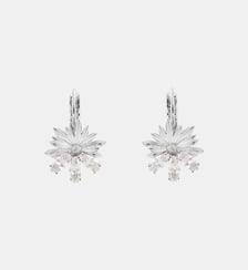 Boucles d'oreilles dormeuses argentées marguerite et pierres blanches Les Néréides