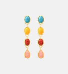 Boucles d'oreilles tiges percées longues Océane  doré à l'or fin - Oceane Satellite