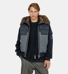 Veste à capuche matelassée avec manches en maille Diesel