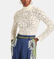 Top Lacey Turtleneck Solid Off White La DoubleJ